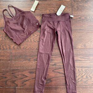 Sweaty Betty All Day Emboss Croc Full Length Leggings and Sports bra Size XS